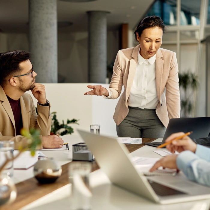 People round table having business meeting People round table having business meeting