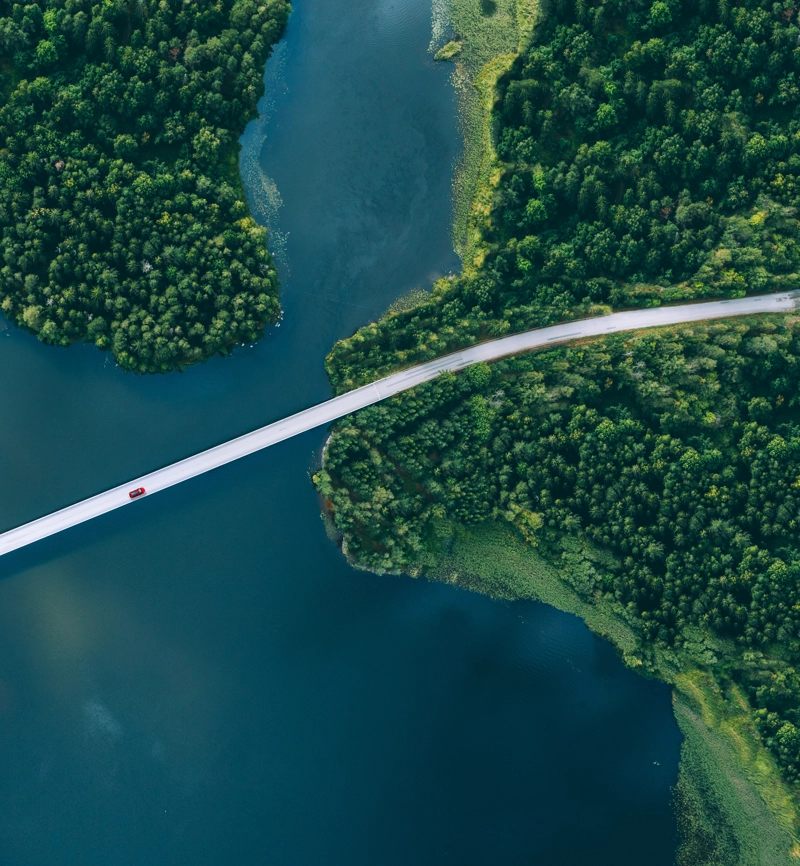 Car driving over bridge Car driving over bridge